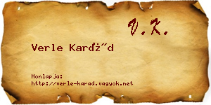 Verle Karád névjegykártya